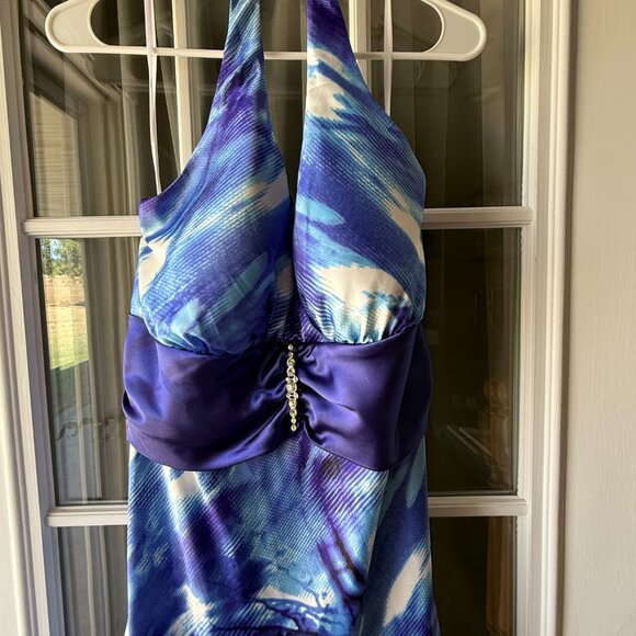 Y2K Taboo Women's Hater Blue Backless Tied Polyester Maxi Dress - Picture 2 of 4